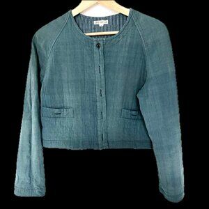 Maiwa faded blue cropped jacket, size small.